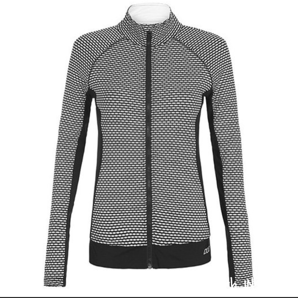Lorna Jane Black & White Spot Me Excel Zip Jacket